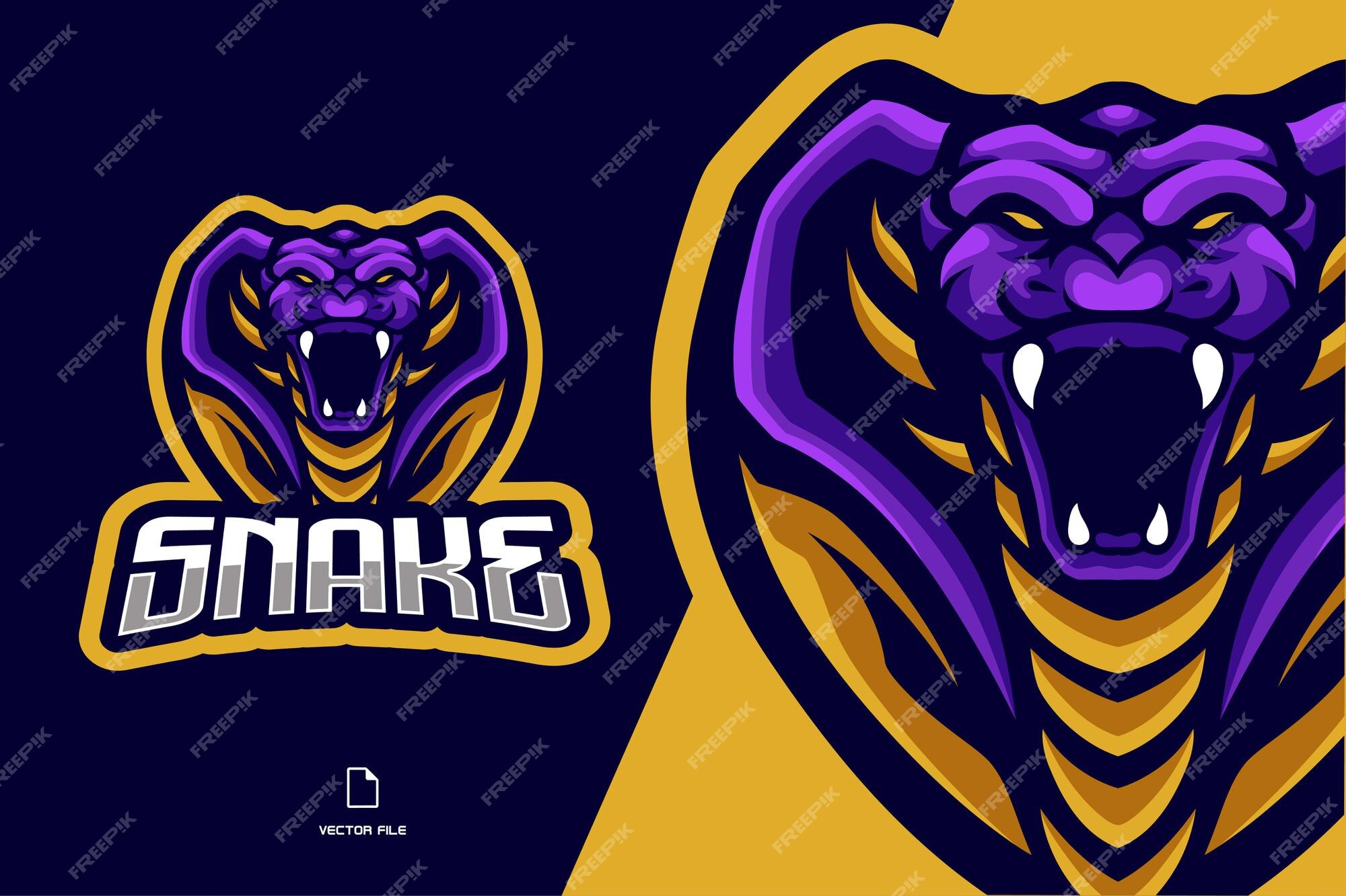 Modelo de logotipo de jogo do mascote roxo cobra para esports