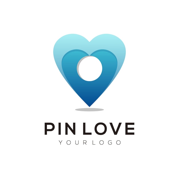 Ilustração do logotipo com pin amor gradiente colorido estilo