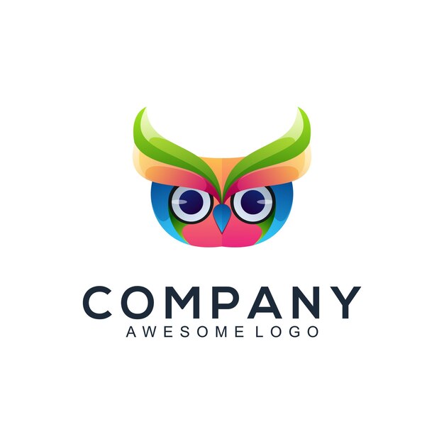 Ilustração do logotipo Coruja gradiente colorida