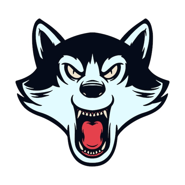 Ilustração do logotipo da mascote de cabeça de lobo