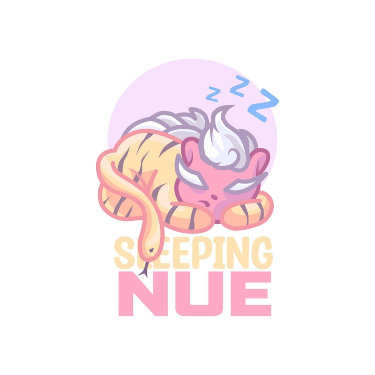 Vetor ilustração do logotipo da mascote dos desenhos animados nue dormindo