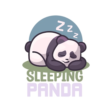 Estilo do logotipo de desenho animado do Panda Push Up