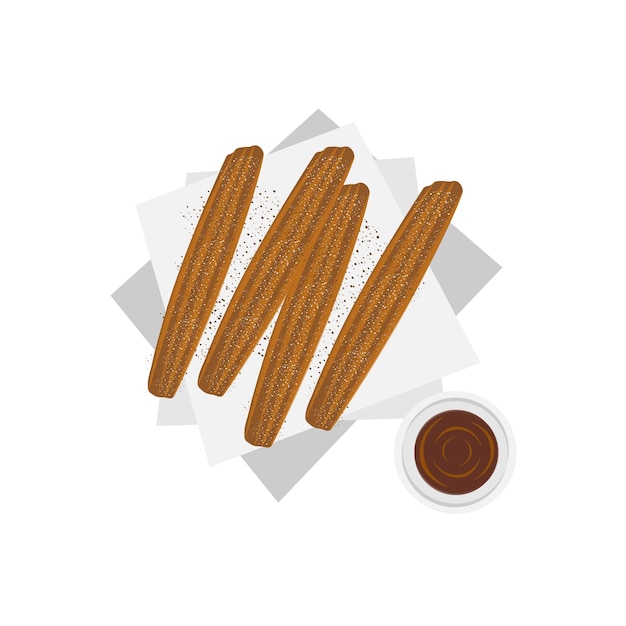 Ilustração do logotipo de churros quentes com calda de chocolate