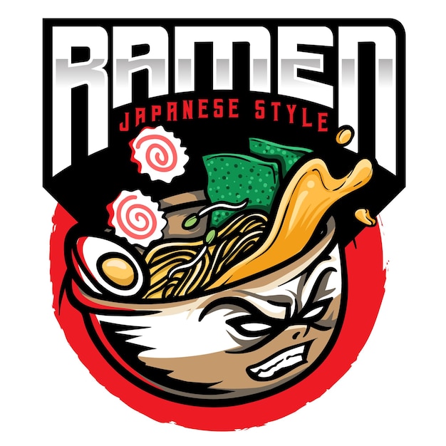 Ilustração do logotipo de macarrão ramen comida japonesa