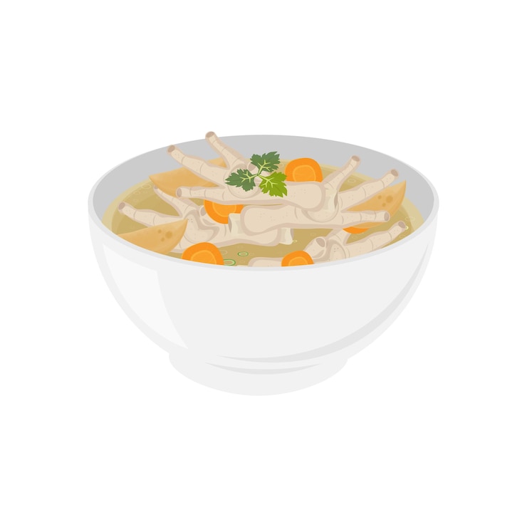 Vetor ilustração do logotipo de sopa de pés de galinha em uma tigela