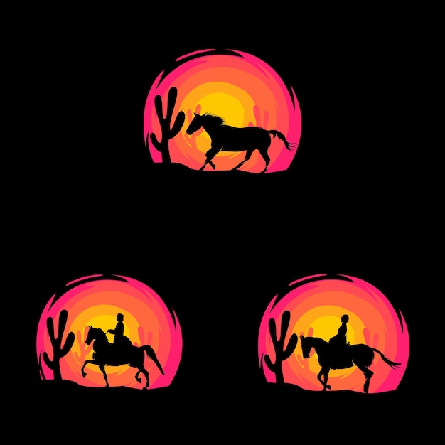 Ilustração do logotipo de vetor de desenho de caubói
