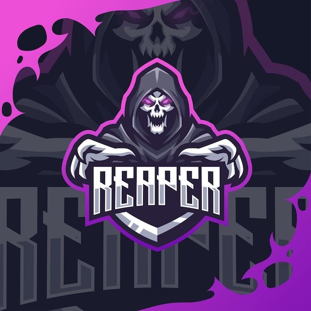 Ilustração do logotipo do grim reaper esport vector premium