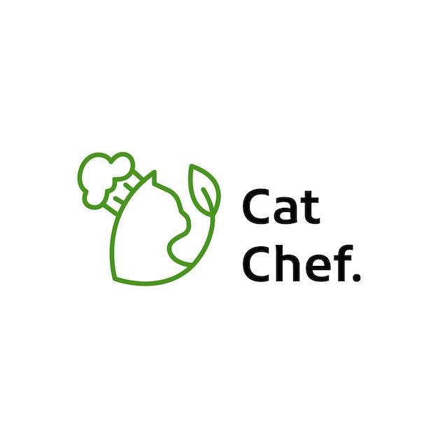 Ilustração do logotipo do ícone de linha minimalista do chef de gato