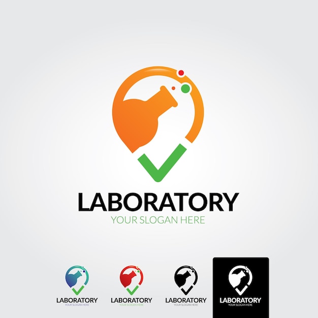 Ilustração do logotipo do laboratório de ciências do design vetorial do núcleo atômico