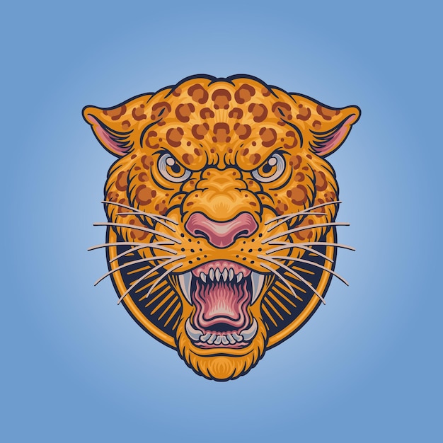 Ilustração do logotipo do leopardo com raiva