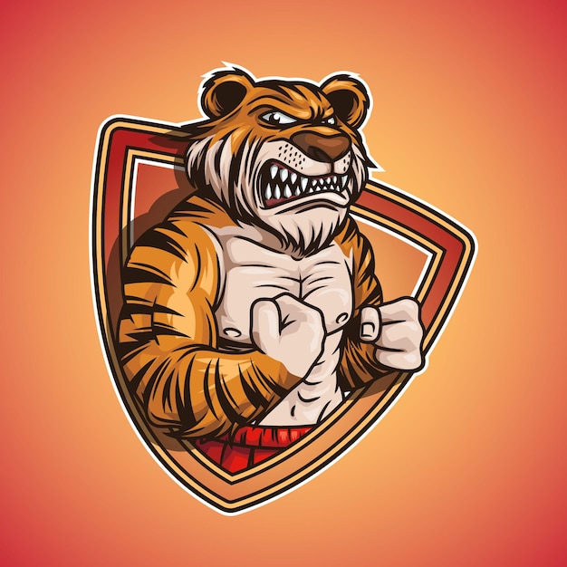 Ilustração do logotipo do mascote de fitness do tigre