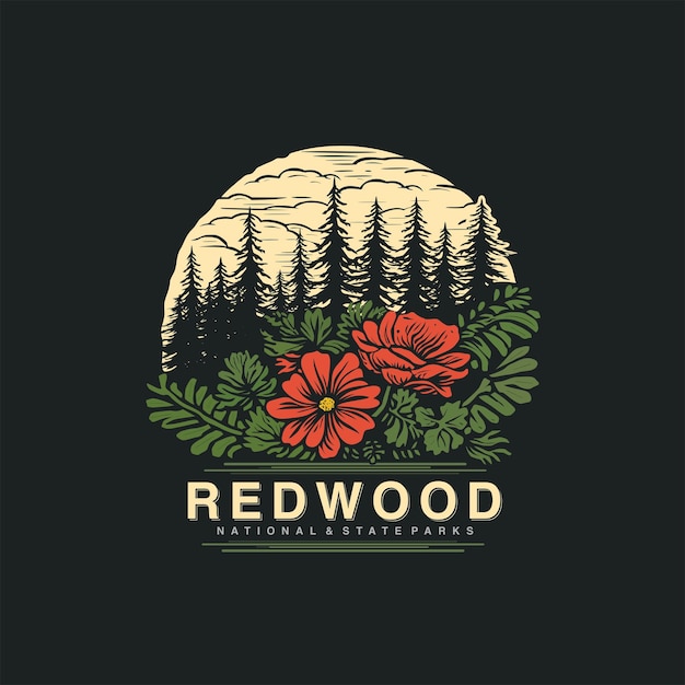 Vetor ilustração do logotipo do parque nacional redwood