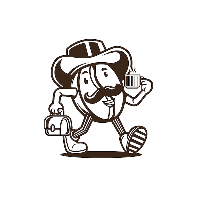 Ilustração do logotipo do personagem senhor café mascote