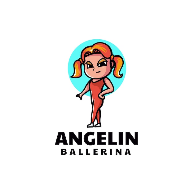 Ilustração do logotipo do vetor ballerina mascot cartoon style