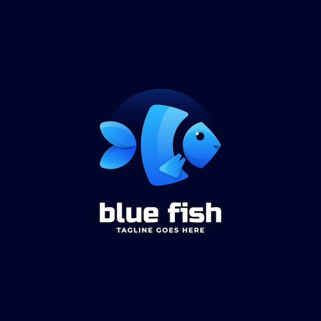 Ilustração do logotipo do vetor blue fish gradient colorful style