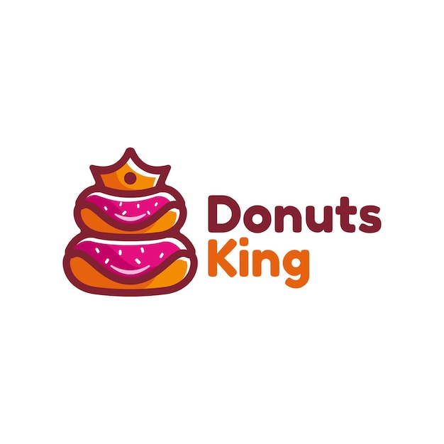 Ilustração do logotipo do vetor donut king estilo simples mascote