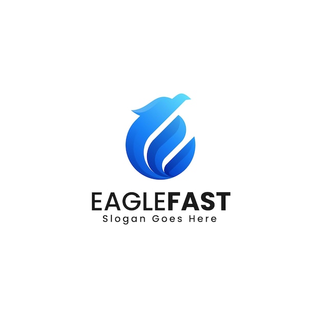 Ilustração do logotipo do vetor eagle estilo colorido gradiente rápido