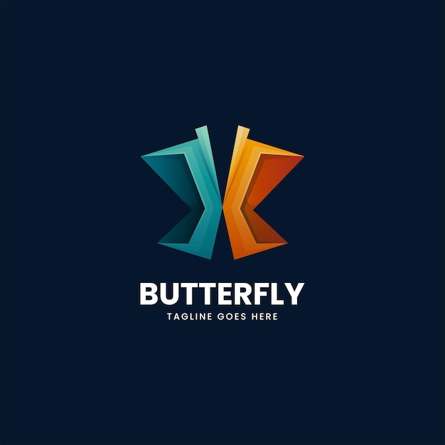 Ilustração do logotipo do vetor estilo colorido do gradiente da borboleta