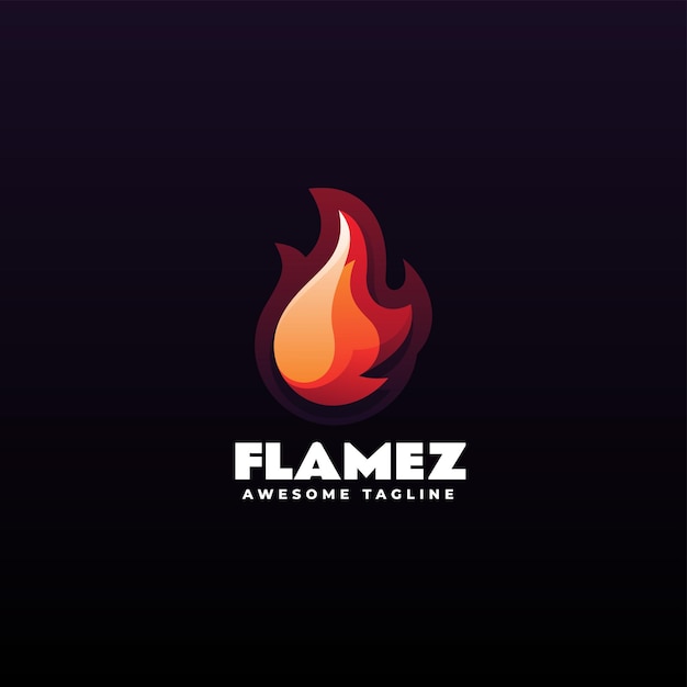 Ilustração do logotipo do vetor estilo colorido gradiente de chama
