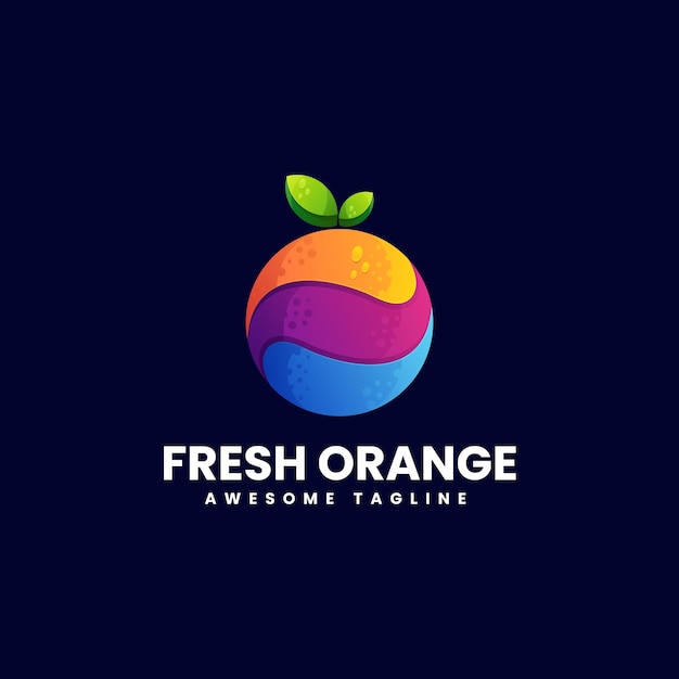 Ilustração do logotipo do vetor estilo colorido gradiente de laranja fresco.