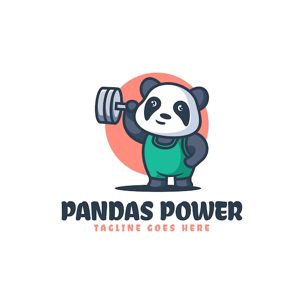 Vetor ilustração do logotipo do vetor estilo de desenho animado do mascote do poder dos pandas