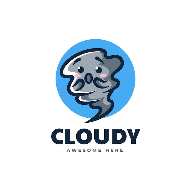 Ilustração do logotipo do vetor estilo dos desenhos animados do cloud mascot