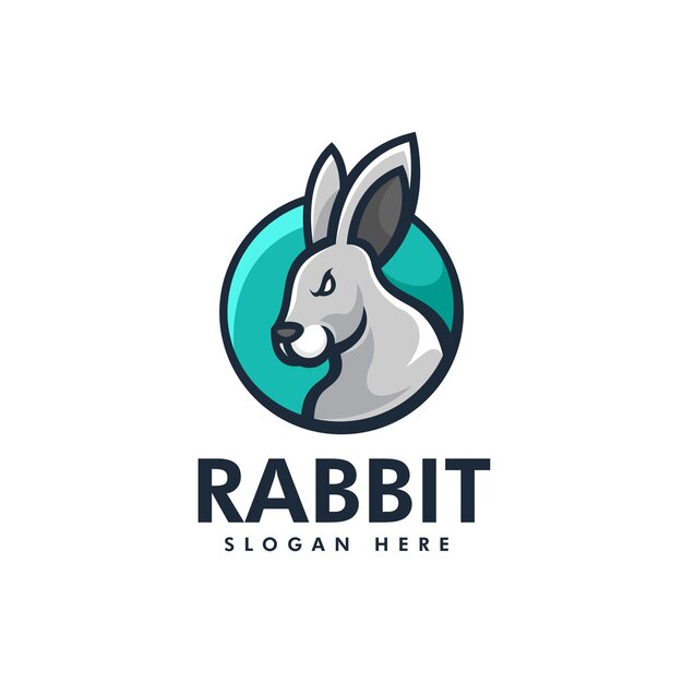 Ilustração do logotipo do vetor estilo simples mascote do coelho