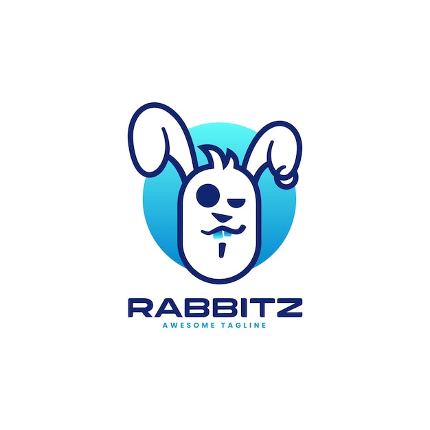 Ilustração do logotipo do vetor estilo simples mascote do coelho