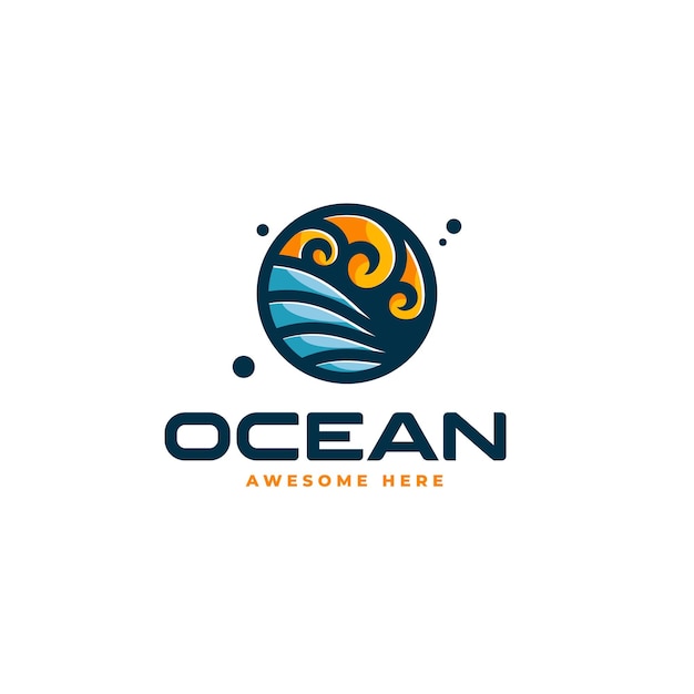 Ilustração do logotipo do vetor estilo simples mascote do oceano