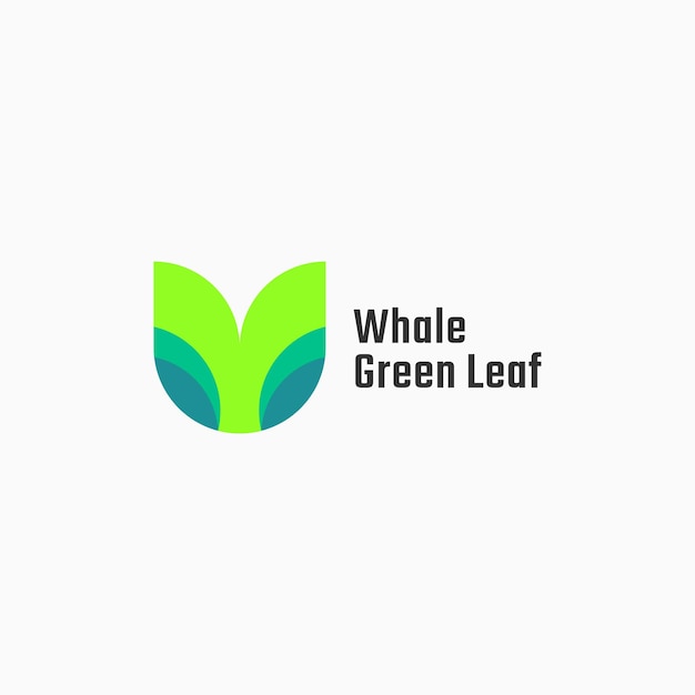 Ilustração do logotipo do vetor estilo simples mascote verde da baleia