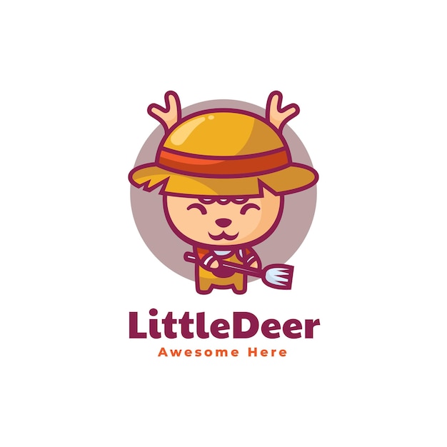 Ilustração do logotipo do vetor little deer mascot estilo de desenho animado