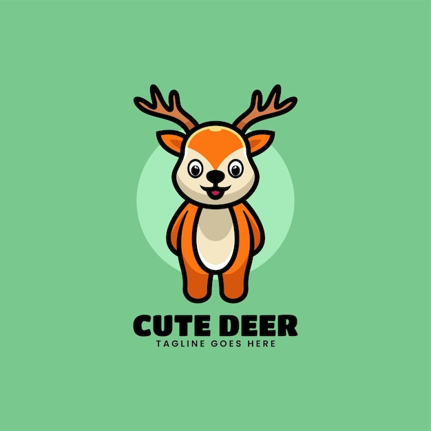 Ilustração do logotipo do vetor Mascote bonito do cervo estilo de desenho animado