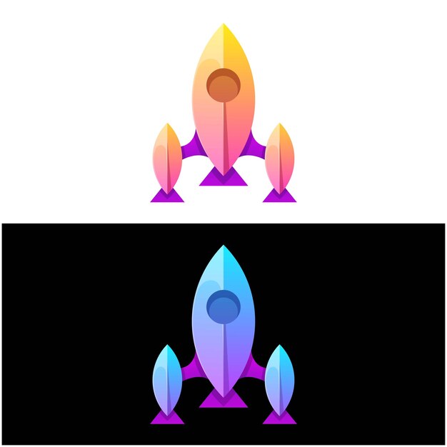 Ilustração do logotipo do vetor Rocket Gradient Colorful Style