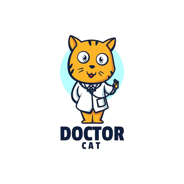 Ilustração do logotipo doctor cat mascot cartoon style