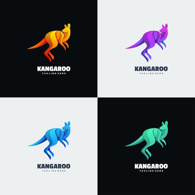 Ilustração do logotipo estilo canguru gradiente colorido.