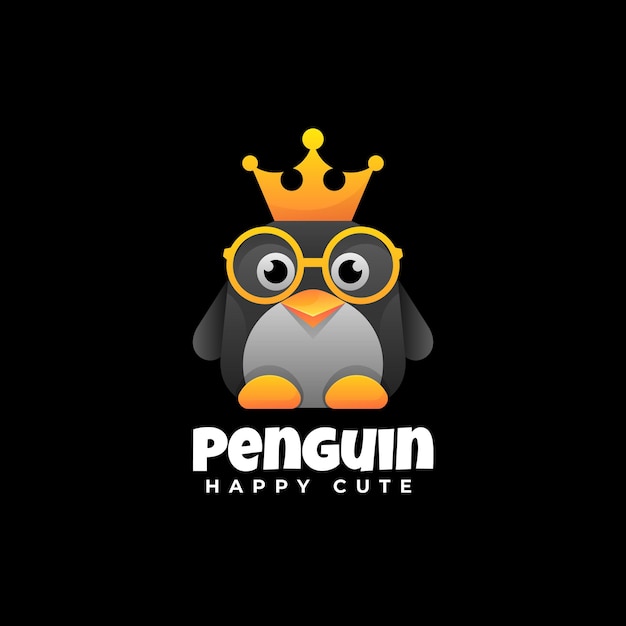 Ilustração do logotipo estilo colorido do gradiente do pinguim.