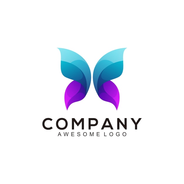 Vetor ilustração do logotipo estilo colorido gradiente de borboleta