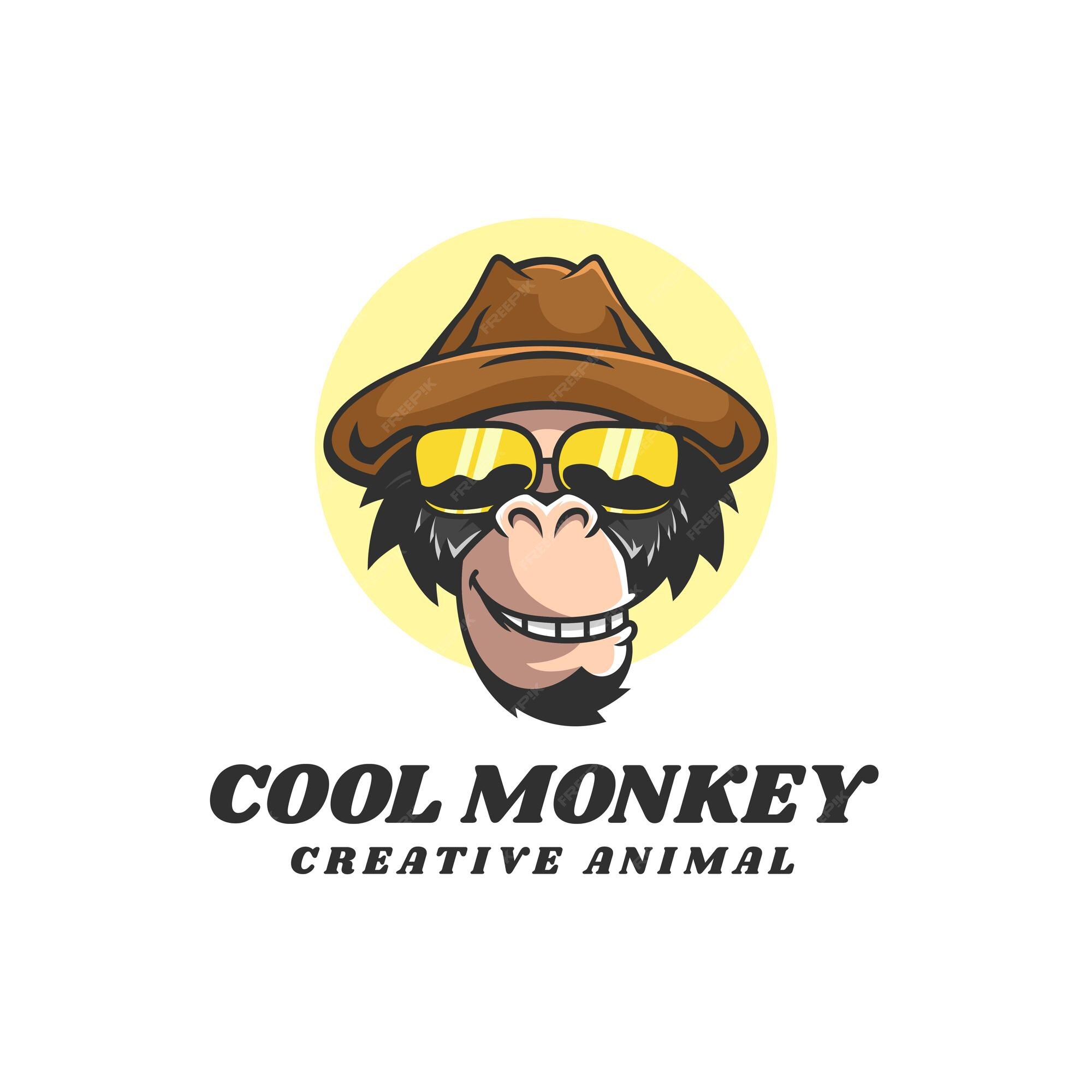 Estilo do logotipo de desenho animado do macaco mascote