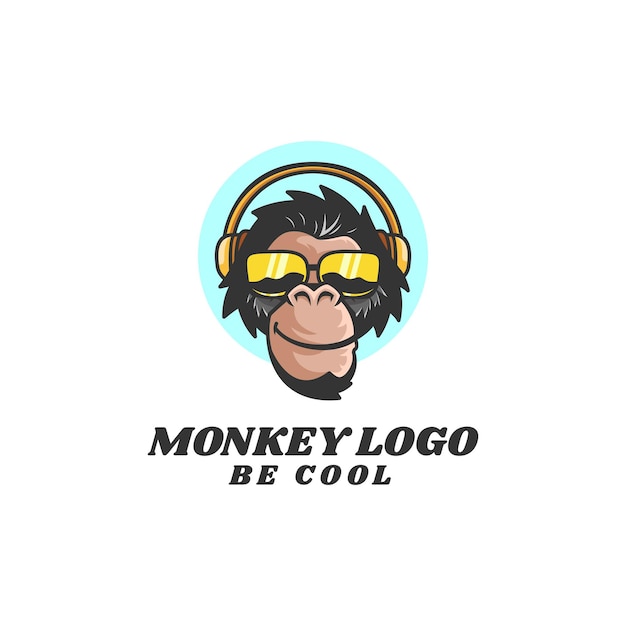 Vetor ilustração do logotipo, estilo de desenho animado da mascote do macaco legal