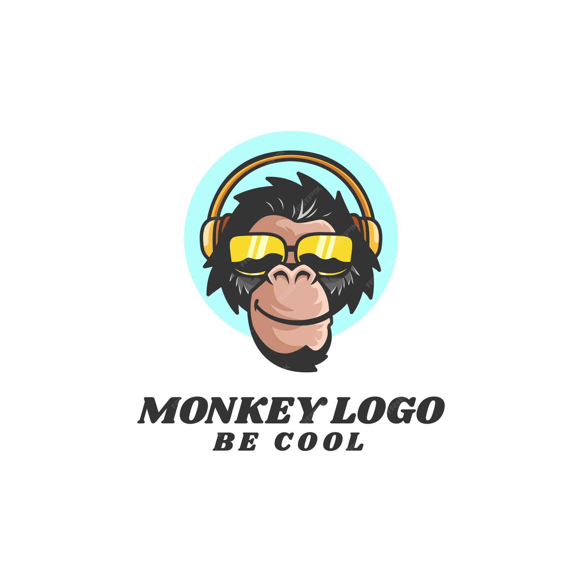 Estilo do logotipo de desenho animado do macaco mascote