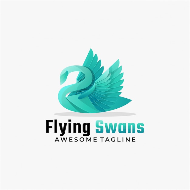 Ilustração do logotipo flying swan gradient colorful style.