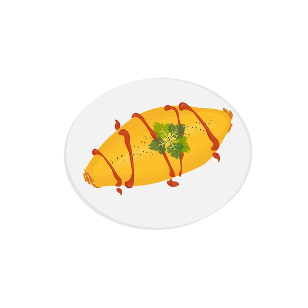 Vetor ilustração do logotipo omurice caseiro com ketchup