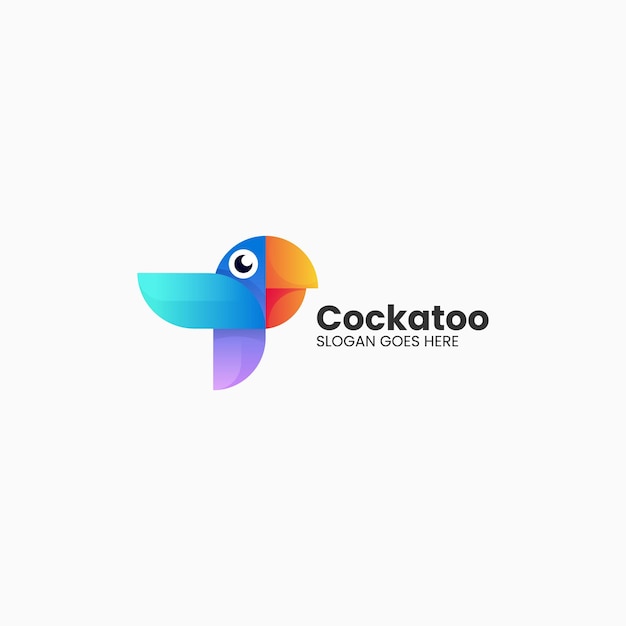 Ilustração do logotipo vetorial estilo colorido gradiente cacatua