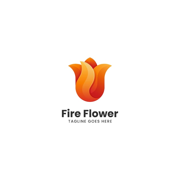 Ilustração do logotipo vetorial estilo colorido gradiente de flor de fogo