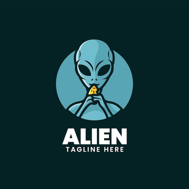 Ilustração do logotipo vetorial estilo de desenho animado de mascote alienígena