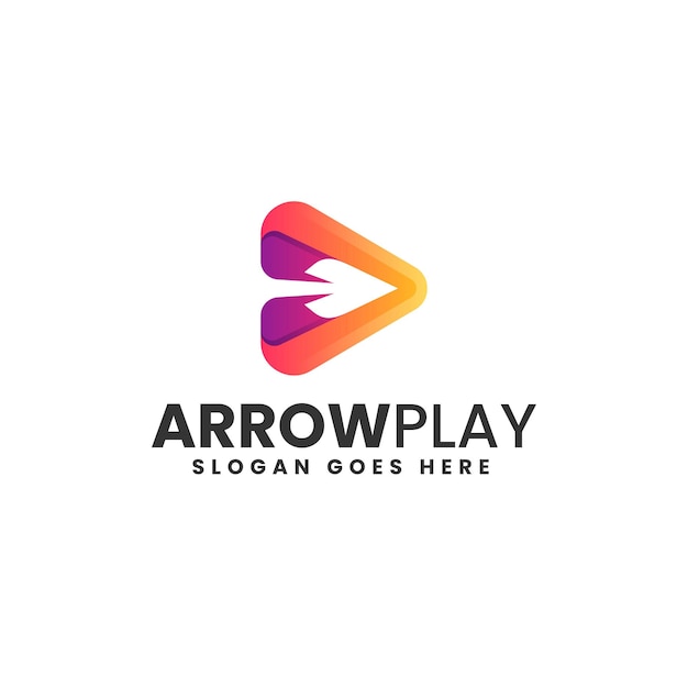 Ilustração do logotipo vetorial Jogar estilo colorido gradiente de seta