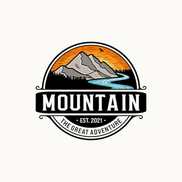 Ilustração do logotipo vintage da montanha