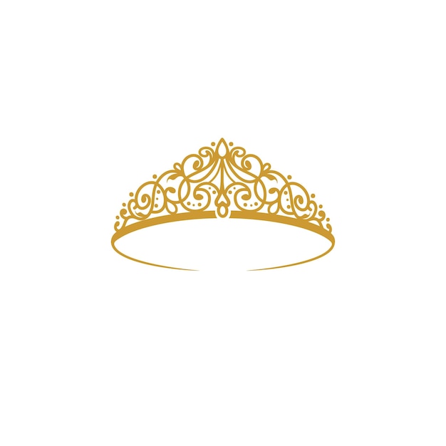 Ilustração do logotipo Vintage Elegant Gold Tiara em fundo branco isolado