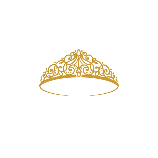 Vetor ilustração do logotipo vintage elegant gold tiara em fundo branco isolado