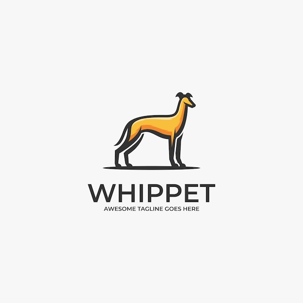Ilustração do logotipo whippet pose mascote dos desenhos animados